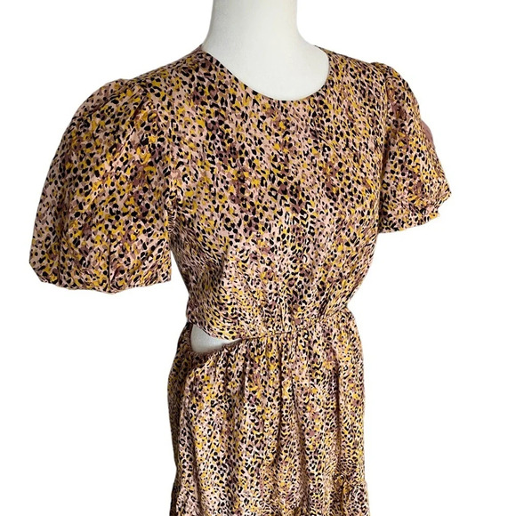 WAYF Plaza Cutout Puff Sleeve Tiered Maxi Dress Animal Print - Picture 5 of 10